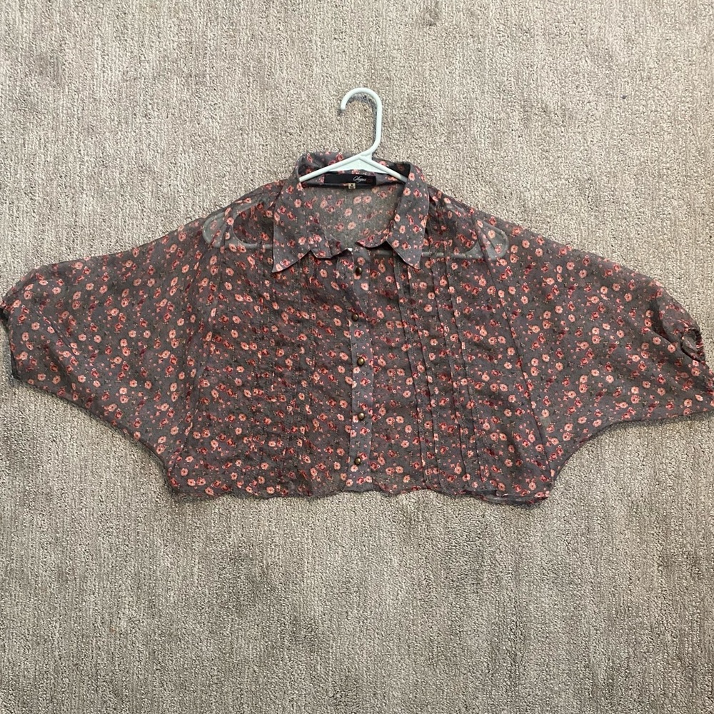 Crop Flower Blouse | 3/4 sleeve